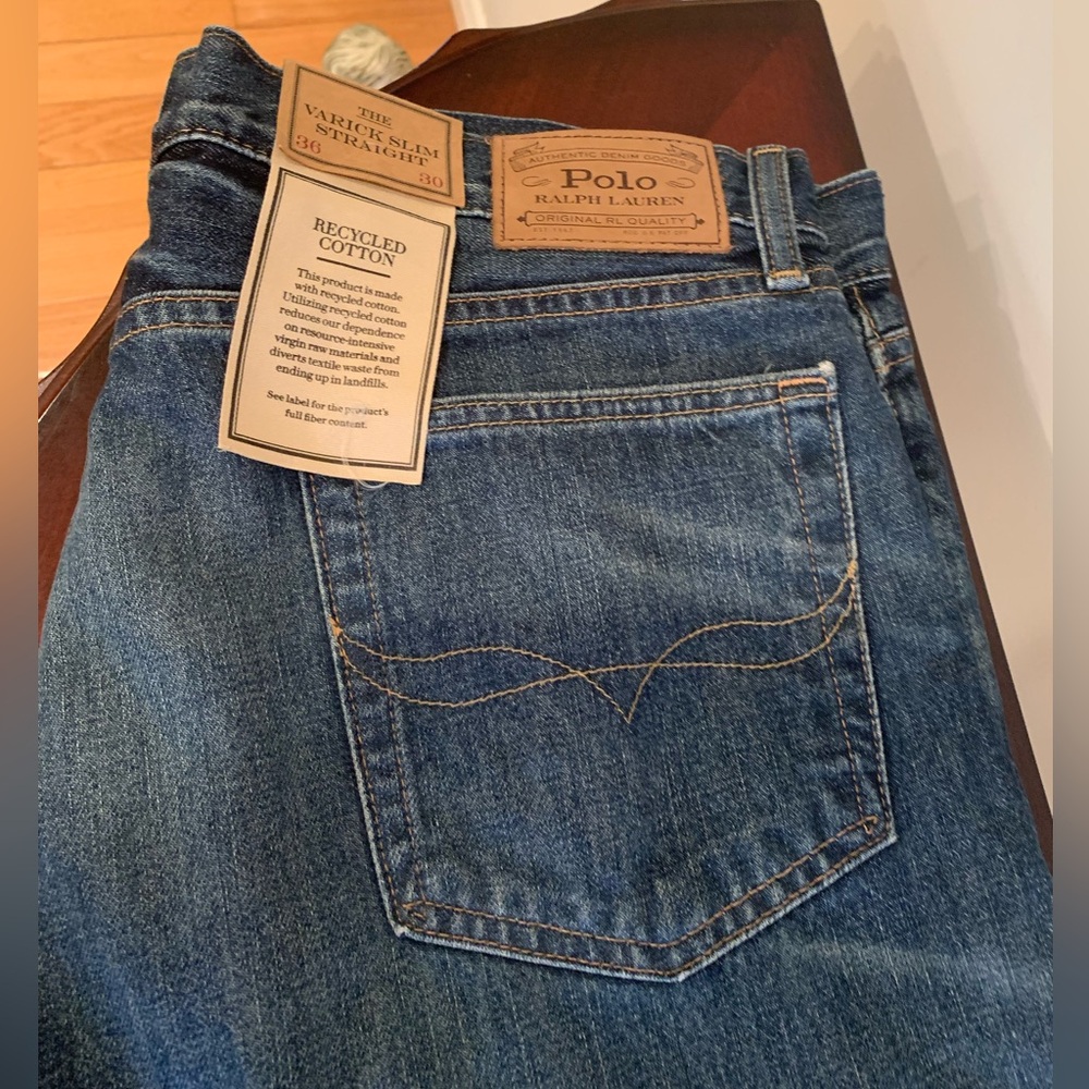 NWT Polo Ralph Lauren Verick Slim Straight Jeans in Dark Blue Wash
